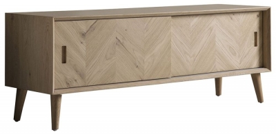 Product photograph of Milano Chevron Oak Media Unit from Choice Furniture Superstore