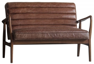 Product photograph of Datsun Vintage Brown 2 Seater Leather Sofa from Choice Furniture Superstore