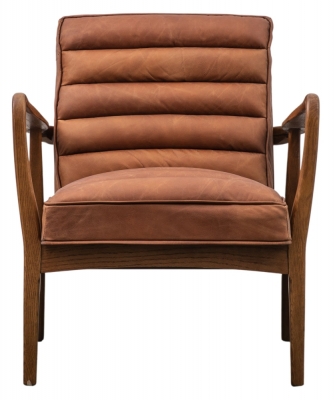 Topeka Leather Armchair - Comes in Vintage Brown and Anitque Ebony Options