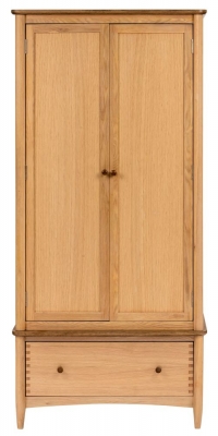 Product photograph of Grace Natural Oak 2 Door 1 Drawer Wardrobe from Choice Furniture Superstore