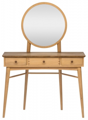 Product photograph of Grace Natural Oak 3 Drawer Dressing Table With Mirror from Choice Furniture Superstore