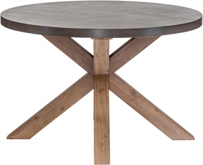 Product photograph of Pimlico Acacia Wood And Concrete Top 120cm Round X Leg Dining Table from Choice Furniture Superstore