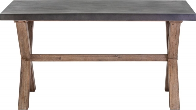 Product photograph of Pimlico Acacia Wood And Concrete Top 150cm X Leg Dining Table - 6 Seater from Choice Furniture Superstore