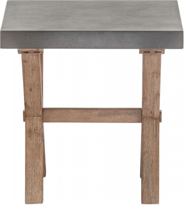 Product photograph of Pimlico Acacia Wood And Concrete Top X Leg Square Side Table from Choice Furniture Superstore