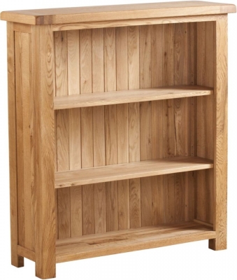 Product photograph of Kent Oak Low Wide Bookcase from Choice Furniture Superstore