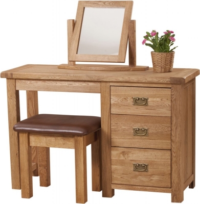 Product photograph of Kent Oak Single Pedestal Dressing Table from Choice Furniture Superstore