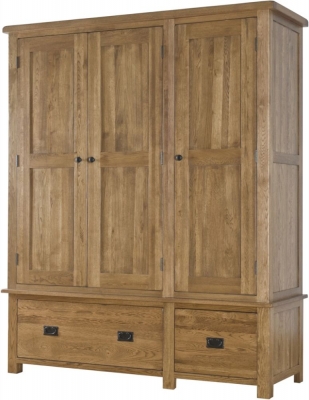 Product photograph of Originals Rustic Oak 3 Door 2 Drawer Wardrobe from Choice Furniture Superstore