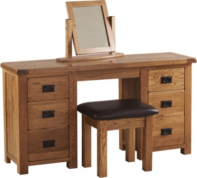 Originals Rustic Oak Double Pedestal Dressing Table