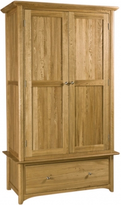 Product photograph of Shaker Oak 2 Door 1 Drawer Wardrobe from Choice Furniture Superstore