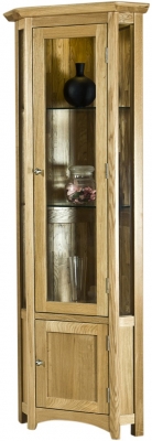 Product photograph of Shaker Oak Corner Display Cabinet from Choice Furniture Superstore