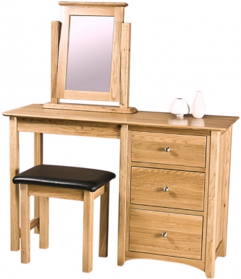 Product photograph of Shaker Oak Single Pedestal Dressing Table from Choice Furniture Superstore