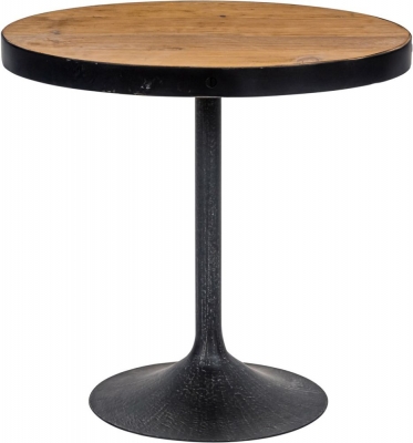 Product photograph of Revival Reclaimed Pine And Black Metal Flute Base Medium Side Table from Choice Furniture Superstore