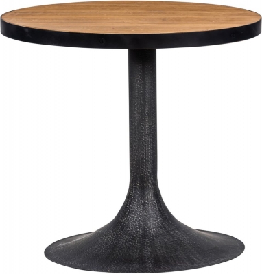 Product photograph of Revival Reclaimed Pine And Black Metal Flute Base Large Side Table from Choice Furniture Superstore