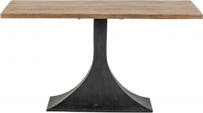 Product photograph of Chelsea Reclaimed Pine Single Pedestal Dining Table With Black Flute Shape Metal Base from Choice Furniture Superstore