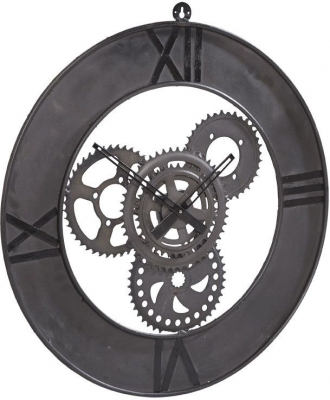 Product photograph of Factory Black Metal Clock from Choice Furniture Superstore