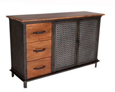 Product photograph of Evoke Brown 2 Door 3 Drawer Jali Medium Sideboard from Choice Furniture Superstore