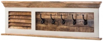 Product photograph of Coastal White And Wood Wall Coat Hook Hanger from Choice Furniture Superstore