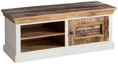 Alfie Brown Mango Wood TV Cabinet Bench Shoe Rack