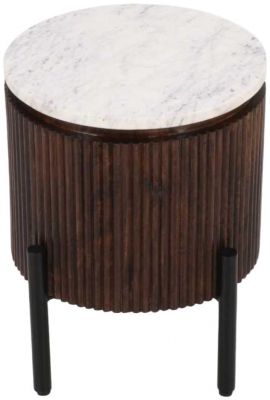 Product photograph of Fluted White Marble Top Round Side Table from Choice Furniture Superstore