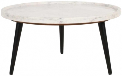 Product photograph of Fluted White Marble Round Coffee Table from Choice Furniture Superstore