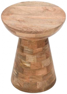 Product photograph of Dispur Solid Mango Wood Round Side Table from Choice Furniture Superstore