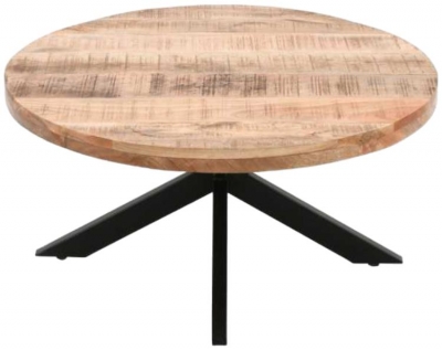 Product photograph of Dispur Solid Mango Wood 80cm Round Coffee Table from Choice Furniture Superstore