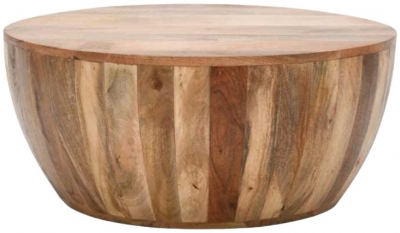 Dispur Solid Mango Wood Drum Coffee Table