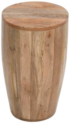 Product photograph of Dispur Solid Mango Wood Drum Side Table from Choice Furniture Superstore