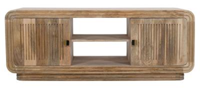 Ribbed Curved Mango Wood 145cm Tv Unit