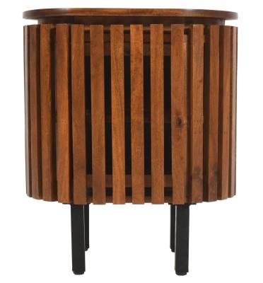 Slatted Mango Wood 1 Door Bedside Table