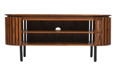 Slatted Mango Wood 140cm Oval Tv Unit