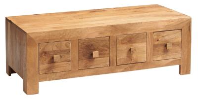 Toko Light Mango Wood Coffee Table 8 Drawers