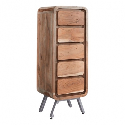 Product photograph of Aspen Brown Wood 5 Drawer Chest from Choice Furniture Superstore