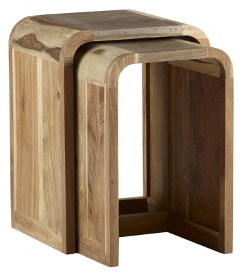 Product photograph of Aspen Industrial Acacia Wood Nest Of 2 Tables from Choice Furniture Superstore