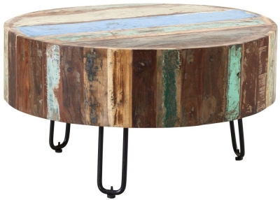 Product photograph of Reclaimed Wood Round Coffee Table from Choice Furniture Superstore