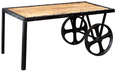 Product photograph of Cosmo Industrial Natural Cart Coffee Table from Choice Furniture Superstore