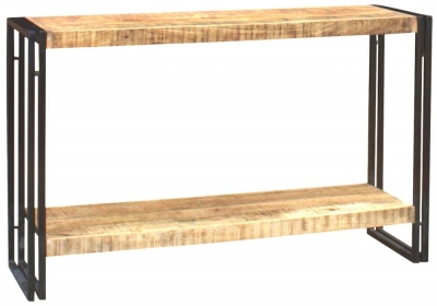 Product photograph of Cosmo Industrial Style Wooden Console Table With Shelf from Choice Furniture Superstore