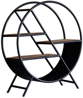 Cosmo Brown Industrial Open Round Bookcase