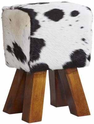 Product photograph of Cowhide Dark Leather Stool from Choice Furniture Superstore