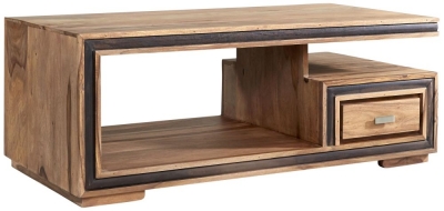 Product photograph of Jodhpur Natural Sheesham 1 Drawer Storage Coffee Table from Choice Furniture Superstore