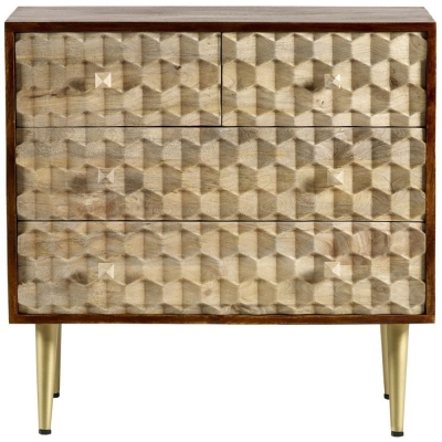 Product photograph of Mango Wood Geomatric 4 Drawer Chest from Choice Furniture Superstore