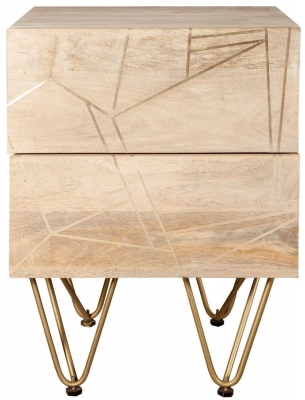 Product photograph of Mango Light Natural Solid Wood 2 Drawer Side Table from Choice Furniture Superstore