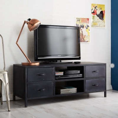Product photograph of Metalica Grey Reclaimed Metal Tv Media Unit Upto 59inch from Choice Furniture Superstore