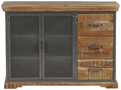 Product photograph of Metropolis Gun Metal 2 Door 3 Drawer Industrial Large Sideboard from Choice Furniture Superstore