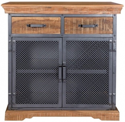 Product photograph of Metropolis Gun Metal 2 Door 2 Drawer Industrial Medium Sideboard from Choice Furniture Superstore