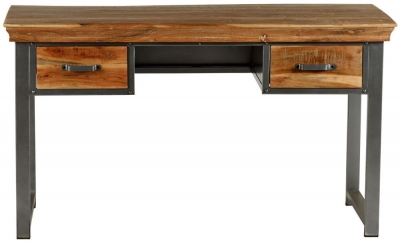 Product photograph of Metropolis Gun Metal Solid Wood Industrial Writing Desk from Choice Furniture Superstore