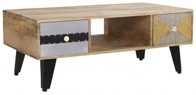 Product photograph of Sorio Multi Coloured 2 Drawer Coffee Table from Choice Furniture Superstore