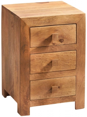 Product photograph of Toko Matt Solid Mango Hardwood 3 Drawer Bedside Cabinet from Choice Furniture Superstore