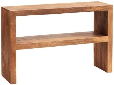 Product photograph of Dakota Light Mango Wood Console Table With Shelf from Choice Furniture Superstore