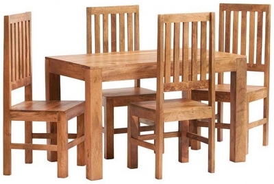 Toko Matt 4 Seater Small Dining Table Set with 4 Chairs and Bench